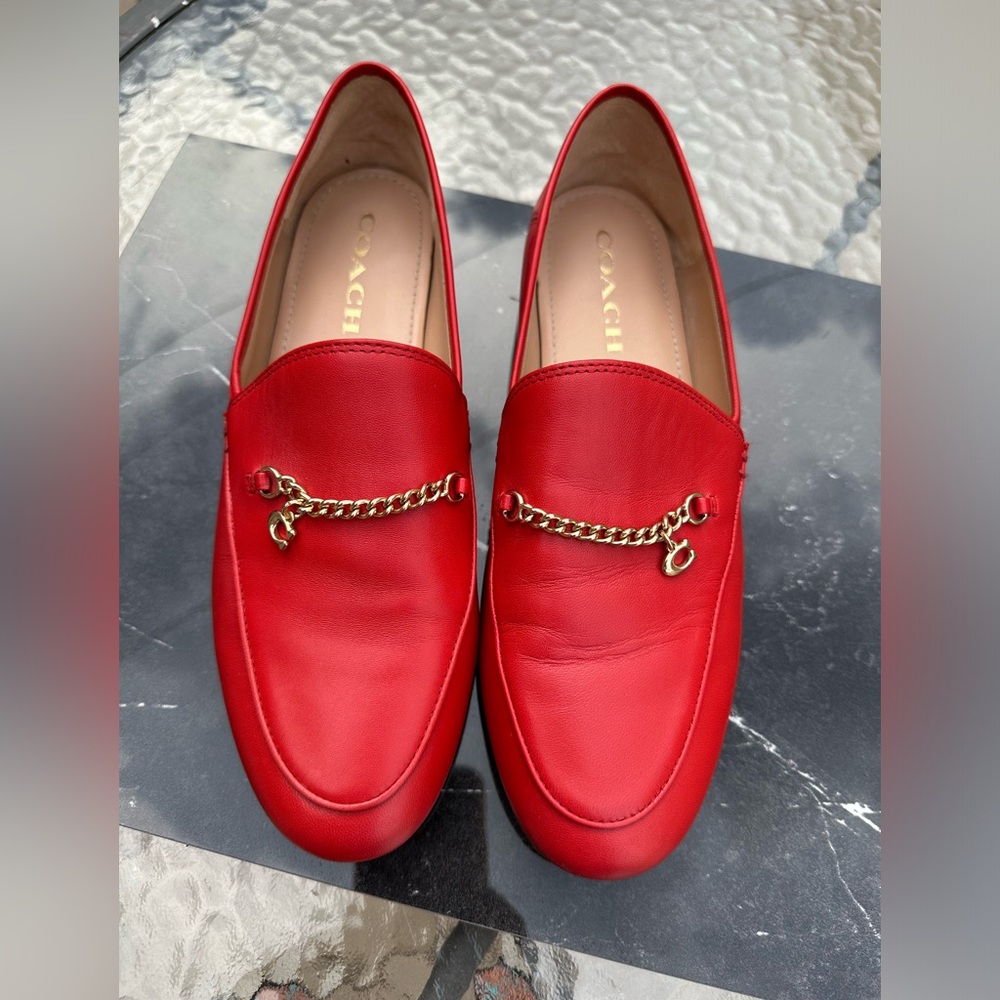 Coach Hanna Chain red loafers size 8.5
